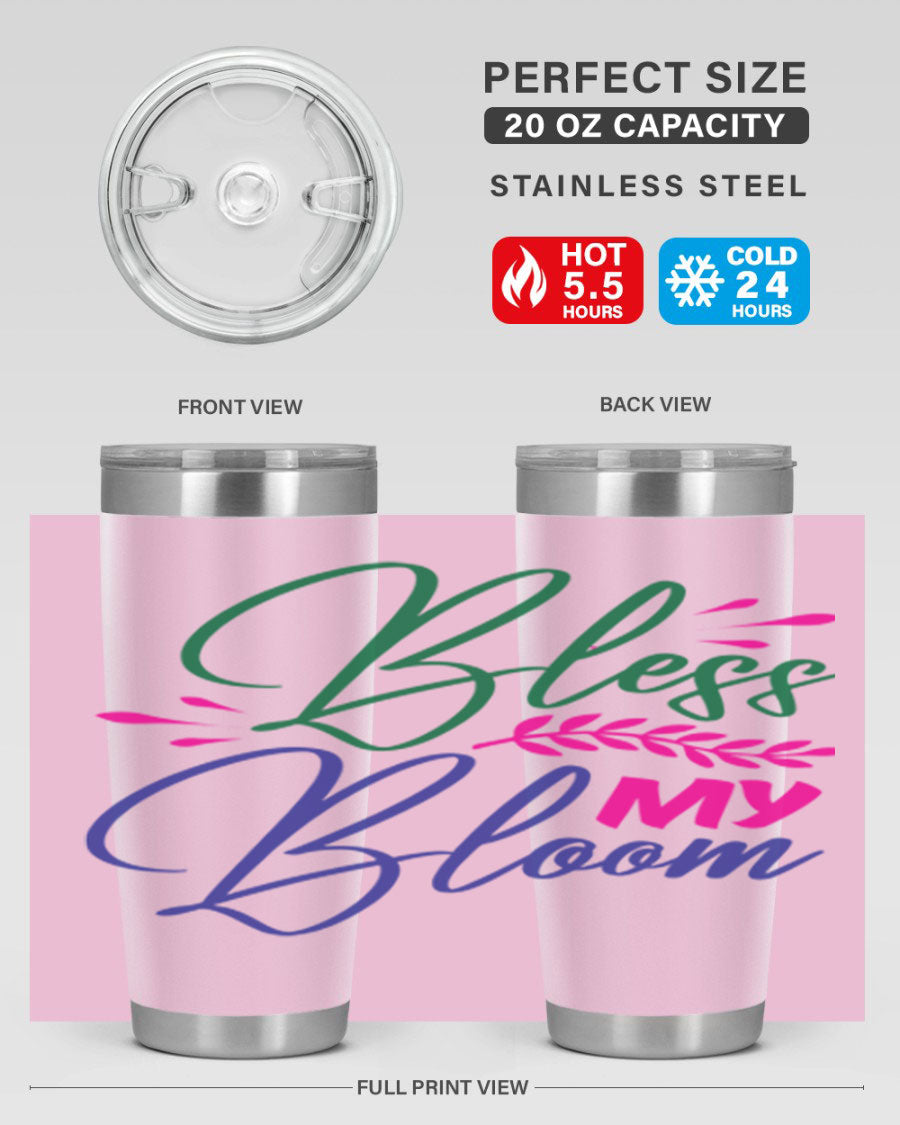 Bless My Bloom 37# Spring Tumbler, a stylish 20oz double wall vacuum stainless steel tumbler with a vibrant spring design.