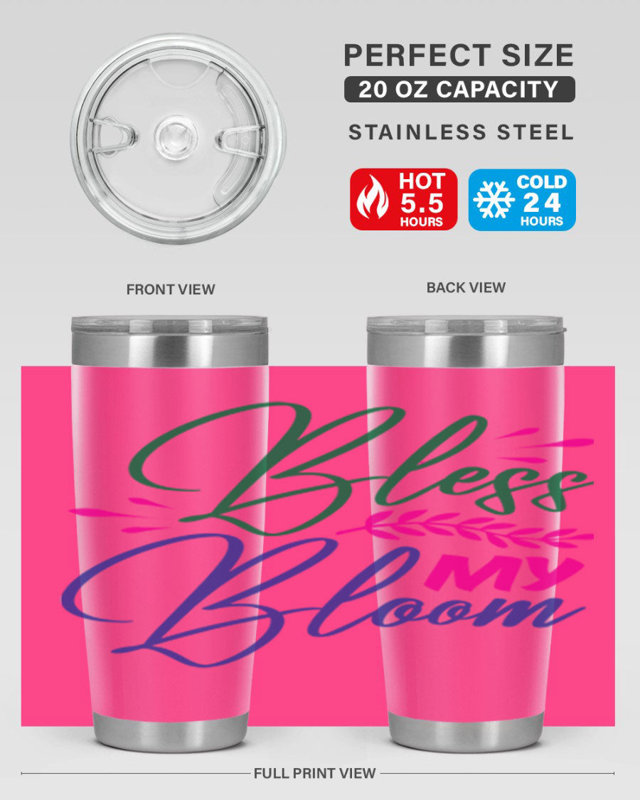 Bless My Bloom 37# Spring Tumbler, a stylish 20oz double wall vacuum stainless steel tumbler with a vibrant spring design.