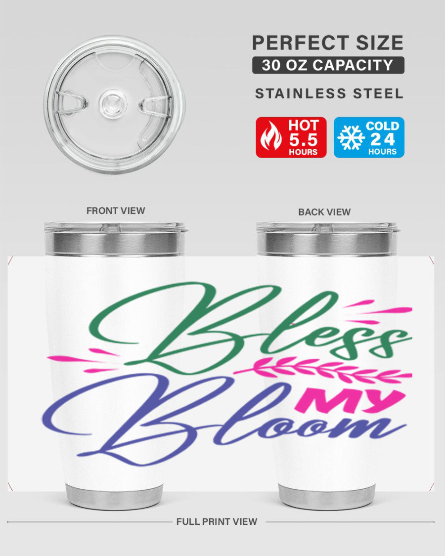 Bless My Bloom 37# Spring Tumbler, a stylish 20oz double wall vacuum stainless steel tumbler with a vibrant spring design.