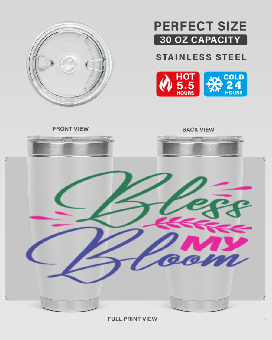 Bless My Bloom 37# Spring Tumbler, a stylish 20oz double wall vacuum stainless steel tumbler with a vibrant spring design.