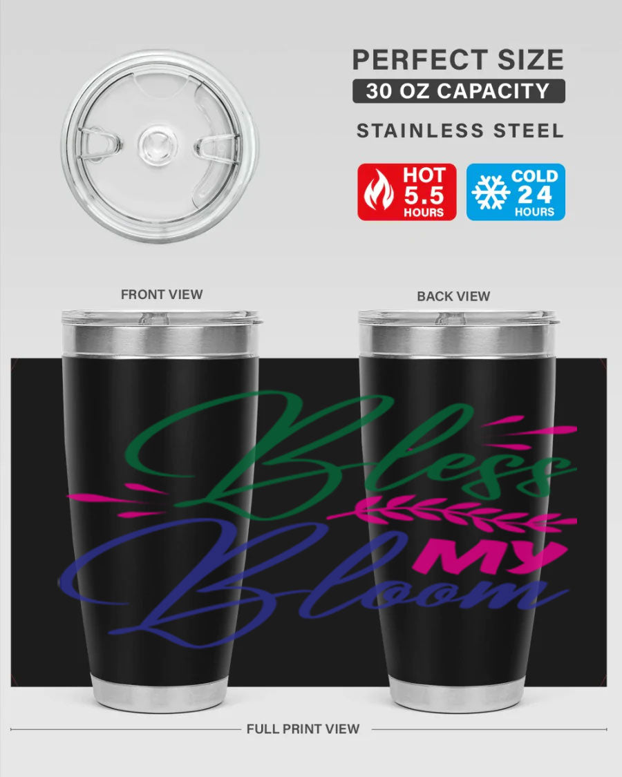 Bless My Bloom 37# Spring Tumbler, a stylish 20oz double wall vacuum stainless steel tumbler with a vibrant spring design.