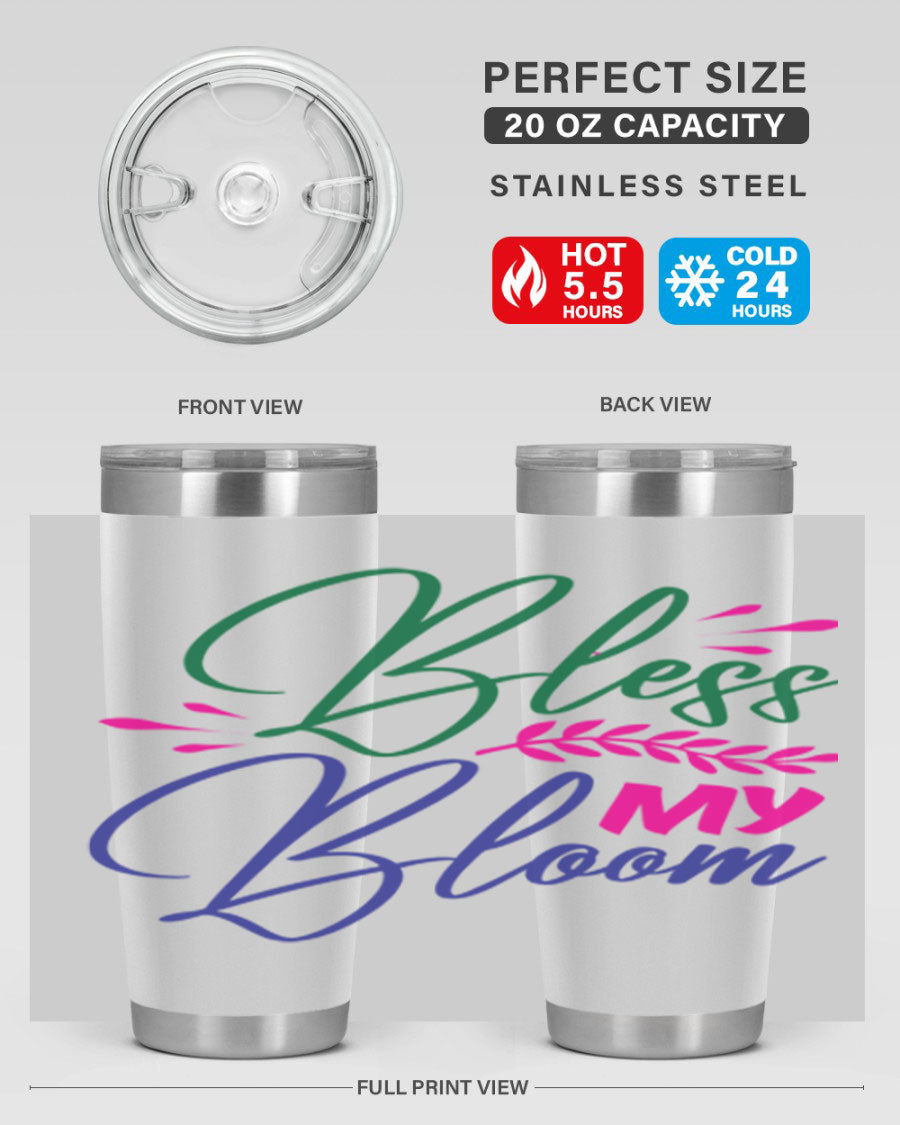 Bless My Bloom 37# Spring Tumbler, a stylish 20oz double wall vacuum stainless steel tumbler with a vibrant spring design.