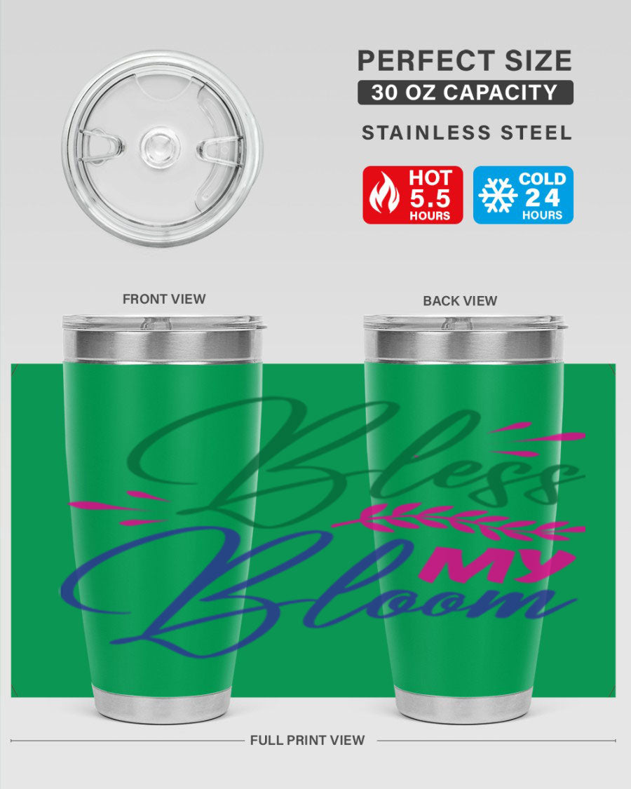 Bless My Bloom 37# Spring Tumbler, a stylish 20oz double wall vacuum stainless steel tumbler with a vibrant spring design.