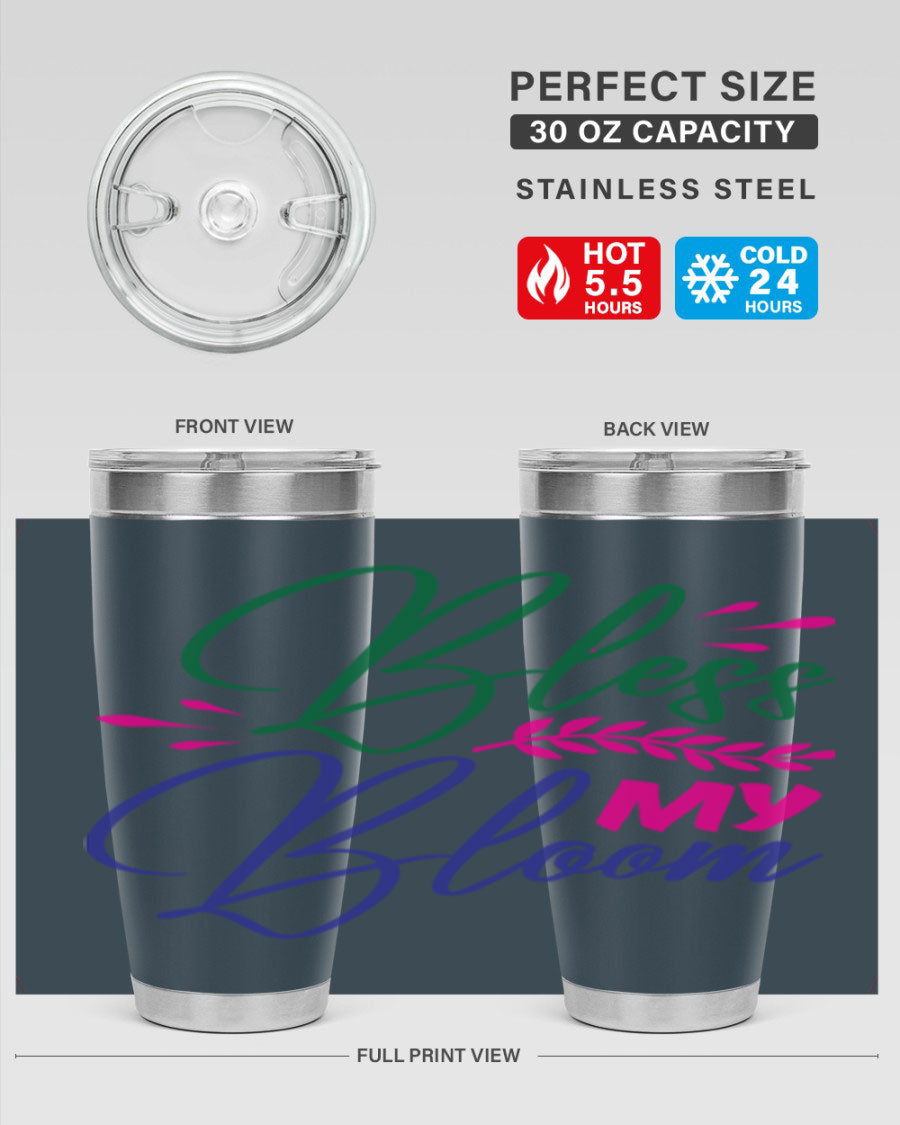 Bless My Bloom 37# Spring Tumbler, a stylish 20oz double wall vacuum stainless steel tumbler with a vibrant spring design.