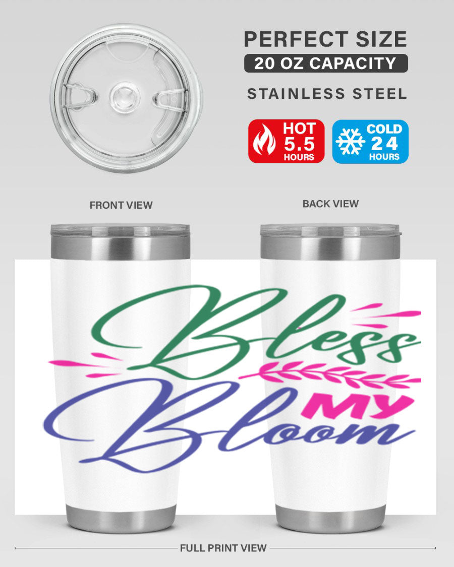 Bless My Bloom 37# Spring Tumbler, a stylish 20oz double wall vacuum stainless steel tumbler with a vibrant spring design.