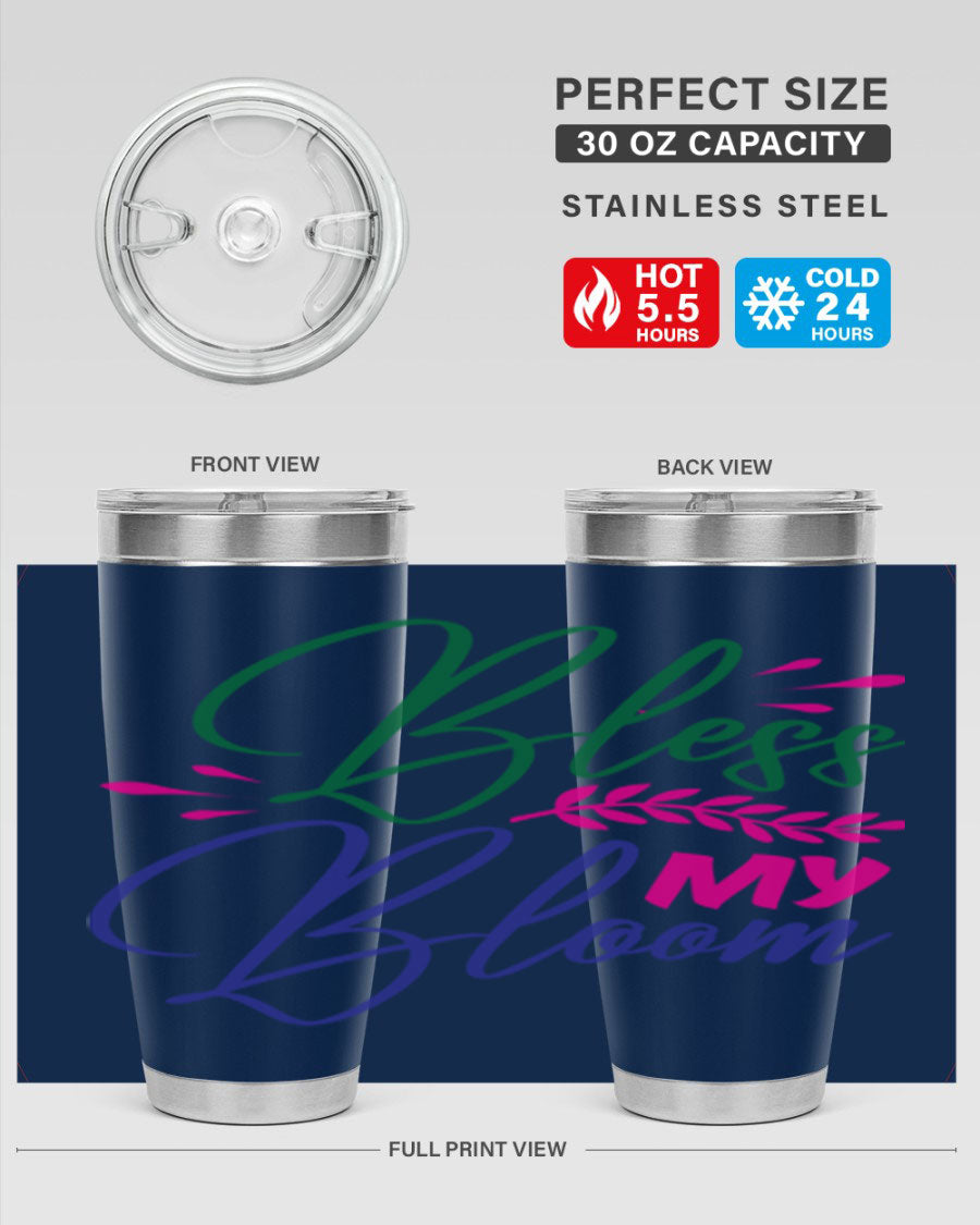 Bless My Bloom 37# Spring Tumbler, a stylish 20oz double wall vacuum stainless steel tumbler with a vibrant spring design.