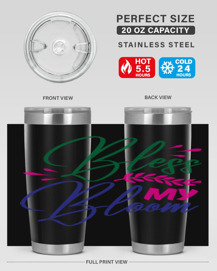 Bless My Bloom 37# Spring Tumbler, a stylish 20oz double wall vacuum stainless steel tumbler with a vibrant spring design.