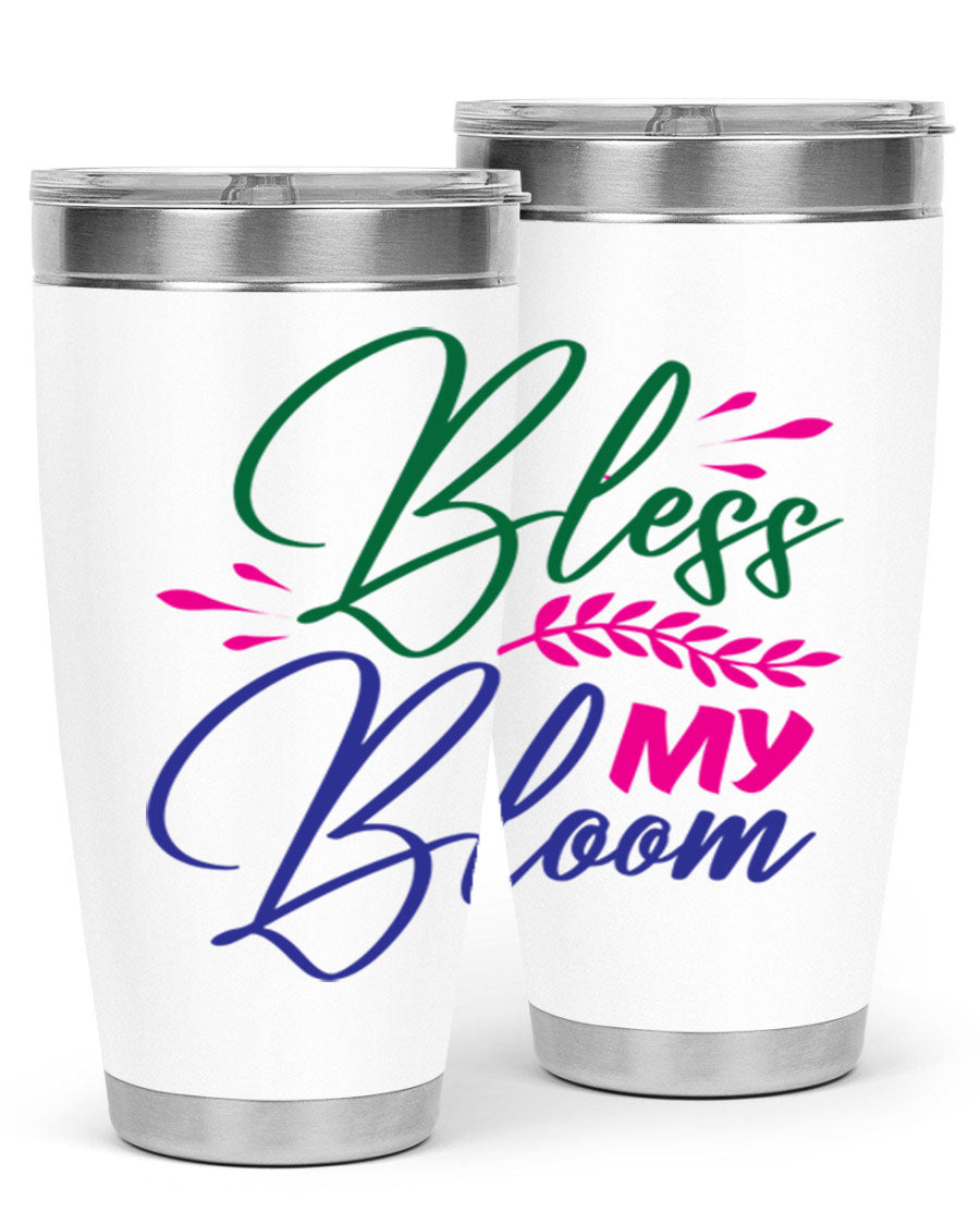 Bless My Bloom 37# Spring Tumbler, a stylish 20oz double wall vacuum stainless steel tumbler with a vibrant spring design.