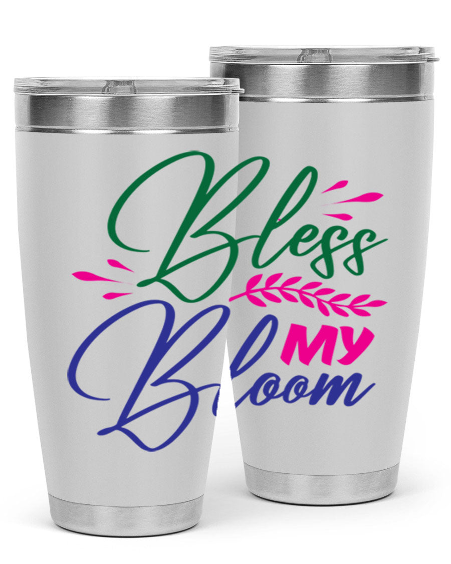 Bless My Bloom 37# Spring Tumbler, a stylish 20oz double wall vacuum stainless steel tumbler with a vibrant spring design.