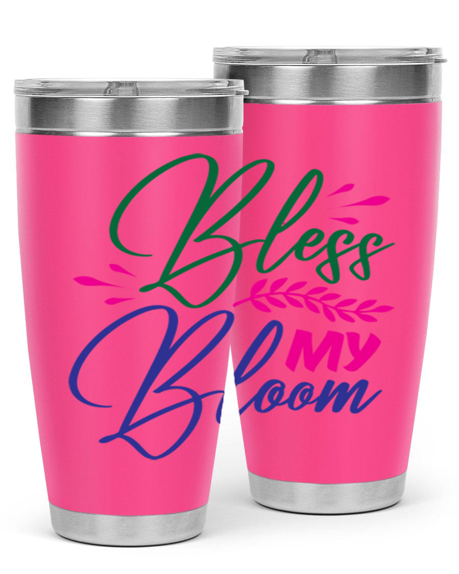 Bless My Bloom 37# Spring Tumbler, a stylish 20oz double wall vacuum stainless steel tumbler with a vibrant spring design.