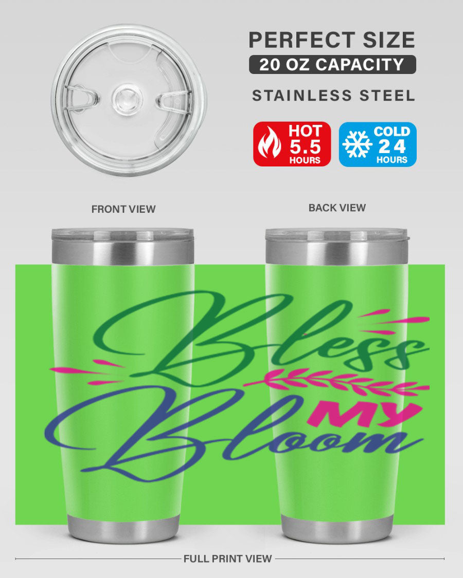 Bless My Bloom 37# Spring Tumbler, a stylish 20oz double wall vacuum stainless steel tumbler with a vibrant spring design.