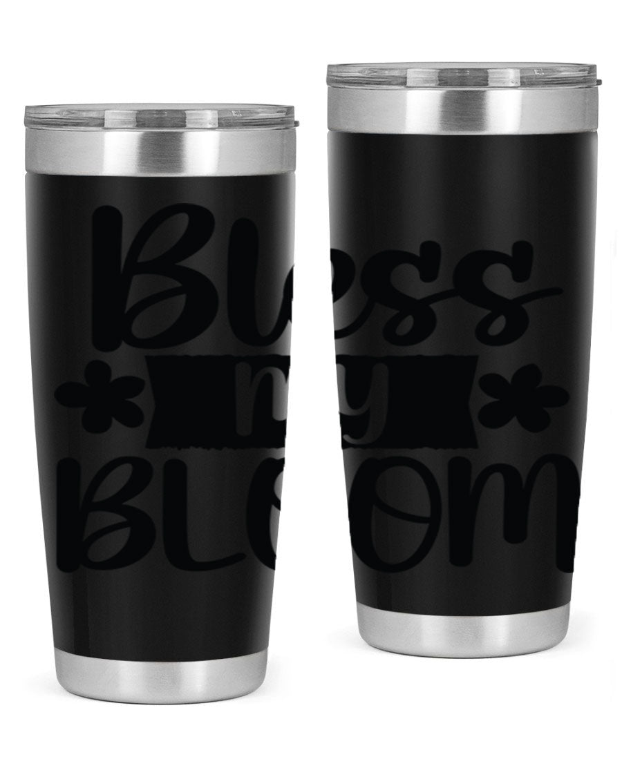 Bless My Bloom 20oz Tumbler featuring a vibrant floral design, made of stainless steel with a copper lining, perfect for hot and cold beverages.