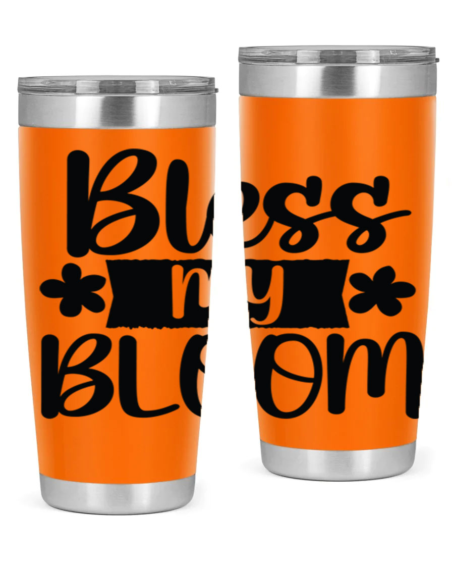 Bless My Bloom 20oz Tumbler featuring a vibrant floral design, made of stainless steel with a copper lining, perfect for hot and cold beverages.