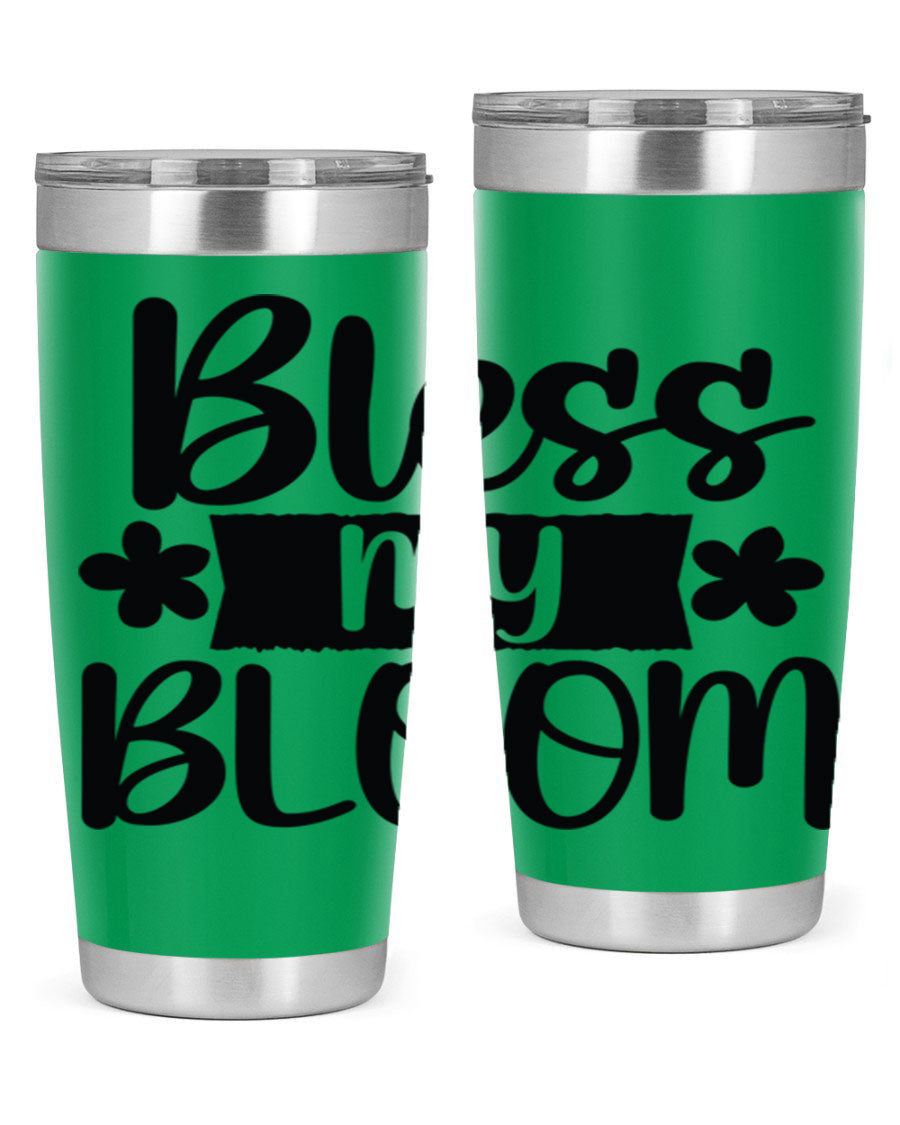 Bless My Bloom 20oz Tumbler featuring a vibrant floral design, made of stainless steel with a copper lining, perfect for hot and cold beverages.