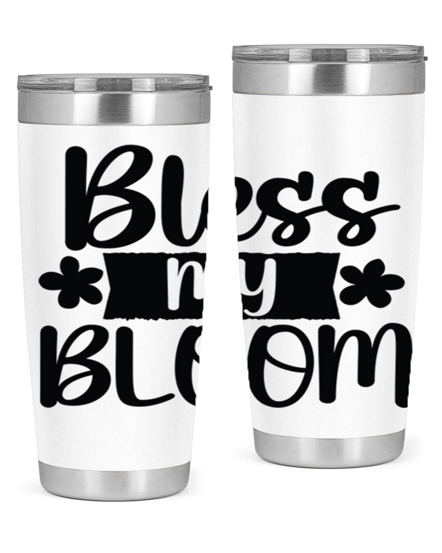 Bless My Bloom 20oz Tumbler featuring a vibrant floral design, made of stainless steel with a copper lining, perfect for hot and cold beverages.