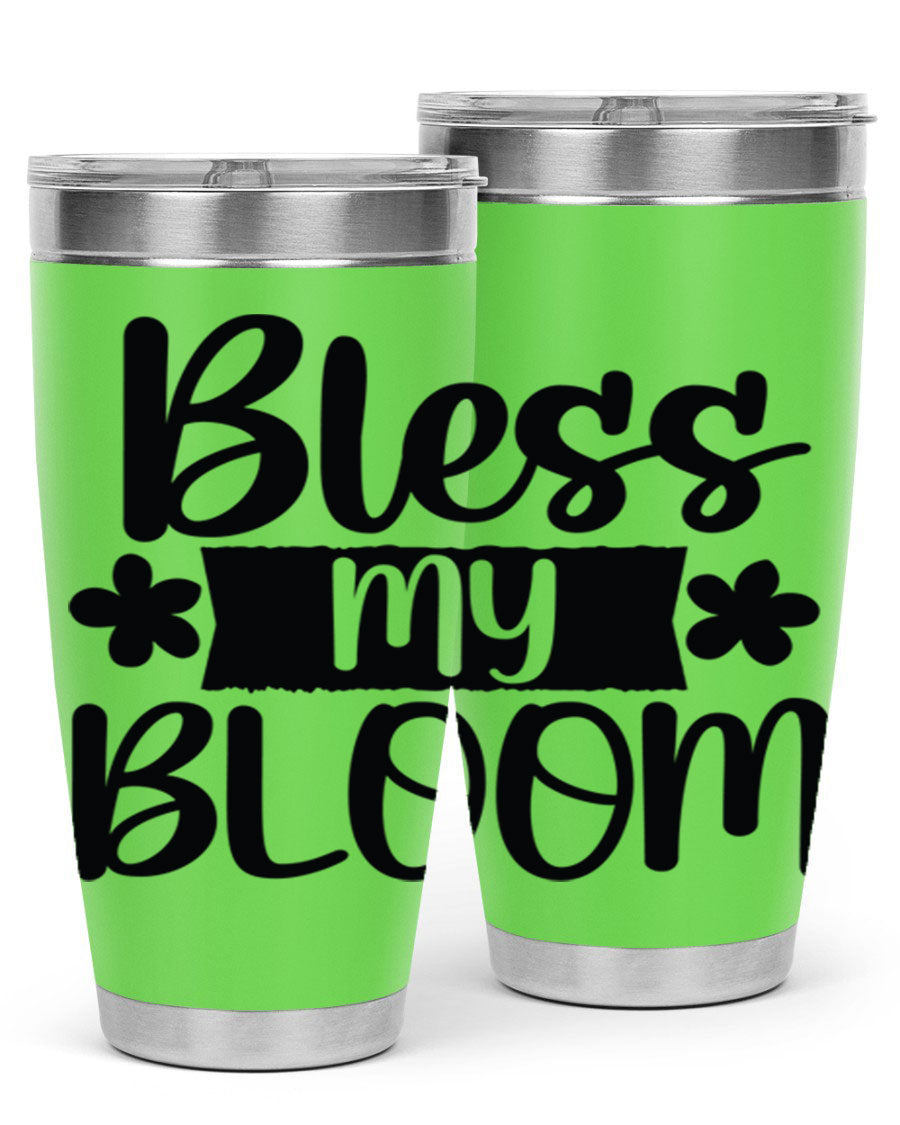 Bless My Bloom 20oz Tumbler featuring a vibrant floral design, made of stainless steel with a copper lining, perfect for hot and cold beverages.