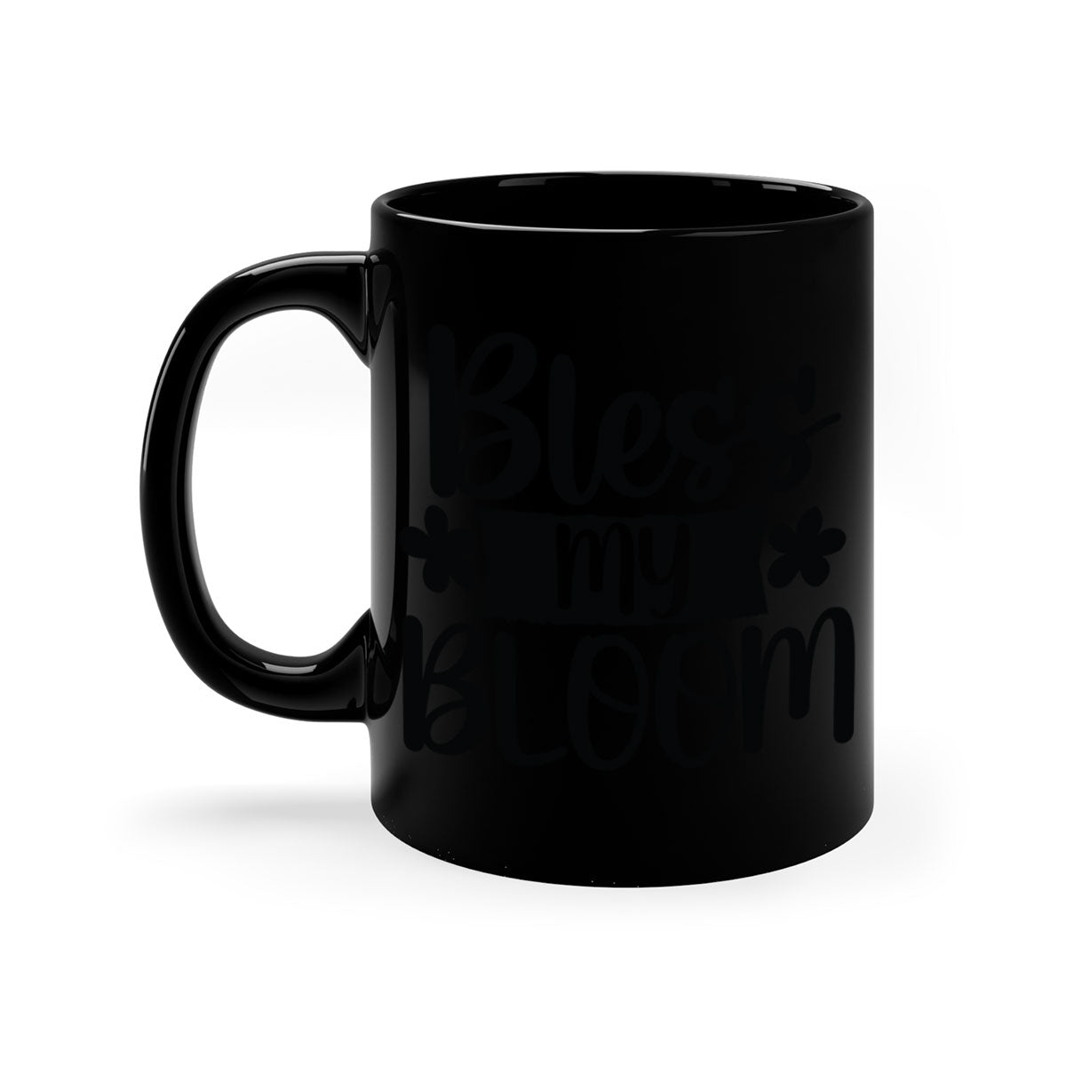 Bless my bloom design 60# Mug featuring a glossy finish, colored handle, and interior, available in multiple colors and sizes.