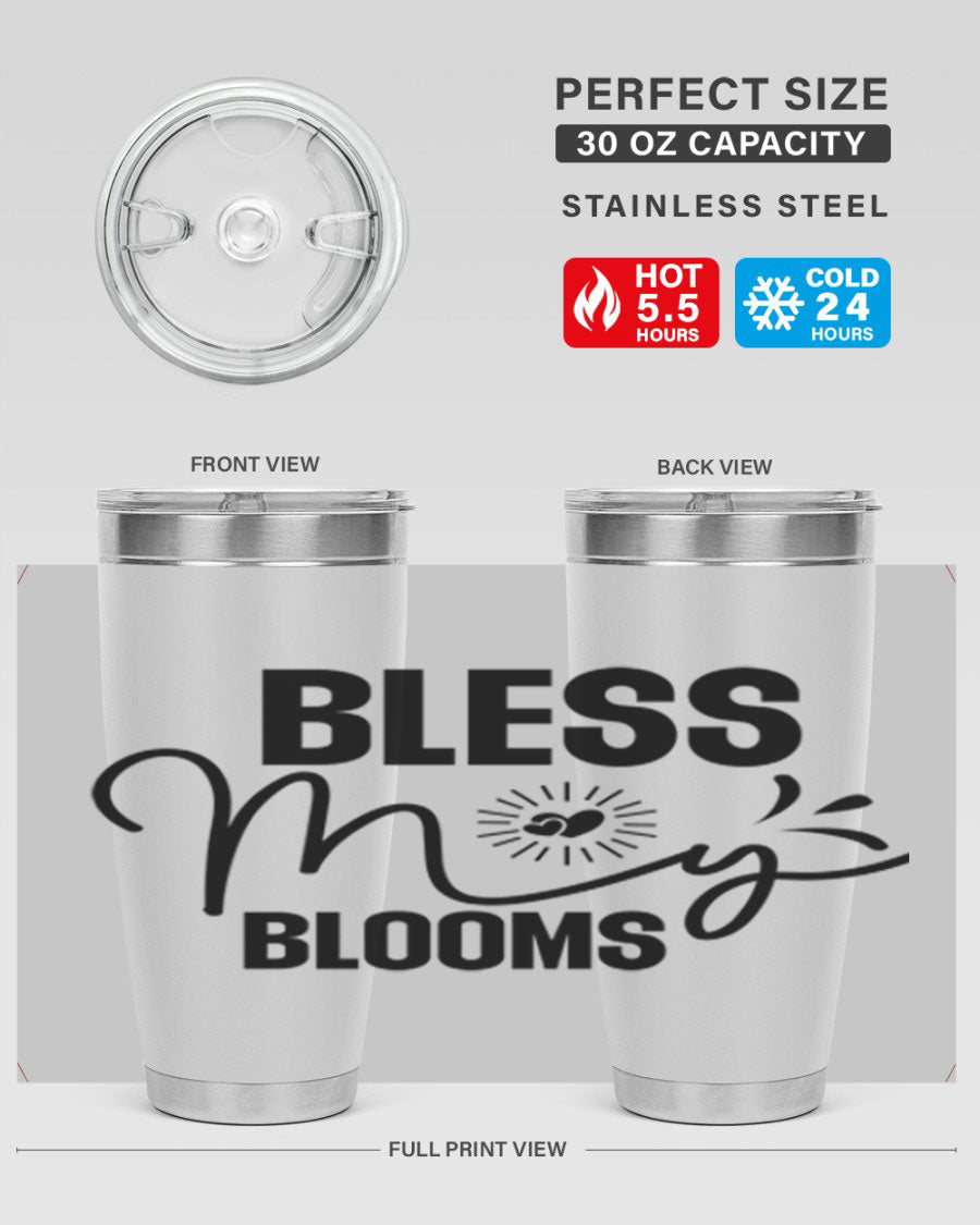 Bless My Blooms 20oz Tumbler featuring double wall vacuum insulation and vibrant floral design.