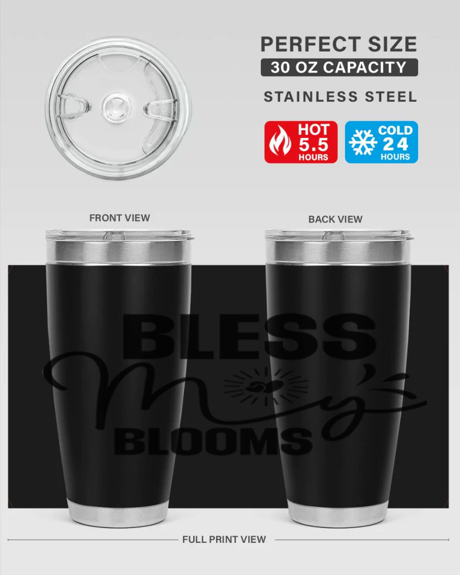 Bless My Blooms 20oz Tumbler featuring double wall vacuum insulation and vibrant floral design.