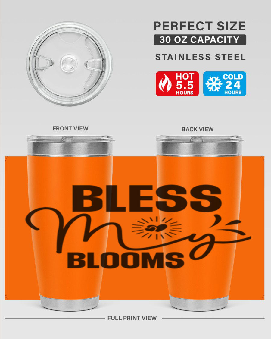 Bless My Blooms 20oz Tumbler featuring double wall vacuum insulation and vibrant floral design.