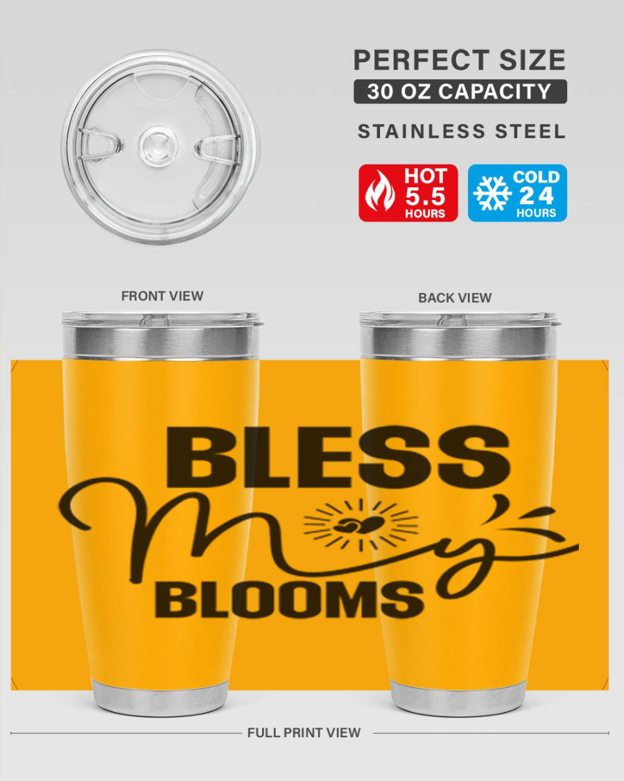 Bless My Blooms 20oz Tumbler featuring double wall vacuum insulation and vibrant floral design.