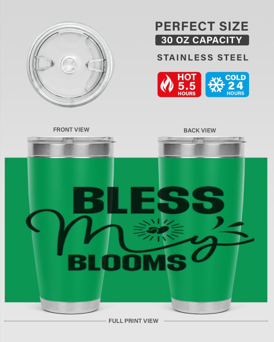 Bless My Blooms 20oz Tumbler featuring double wall vacuum insulation and vibrant floral design.