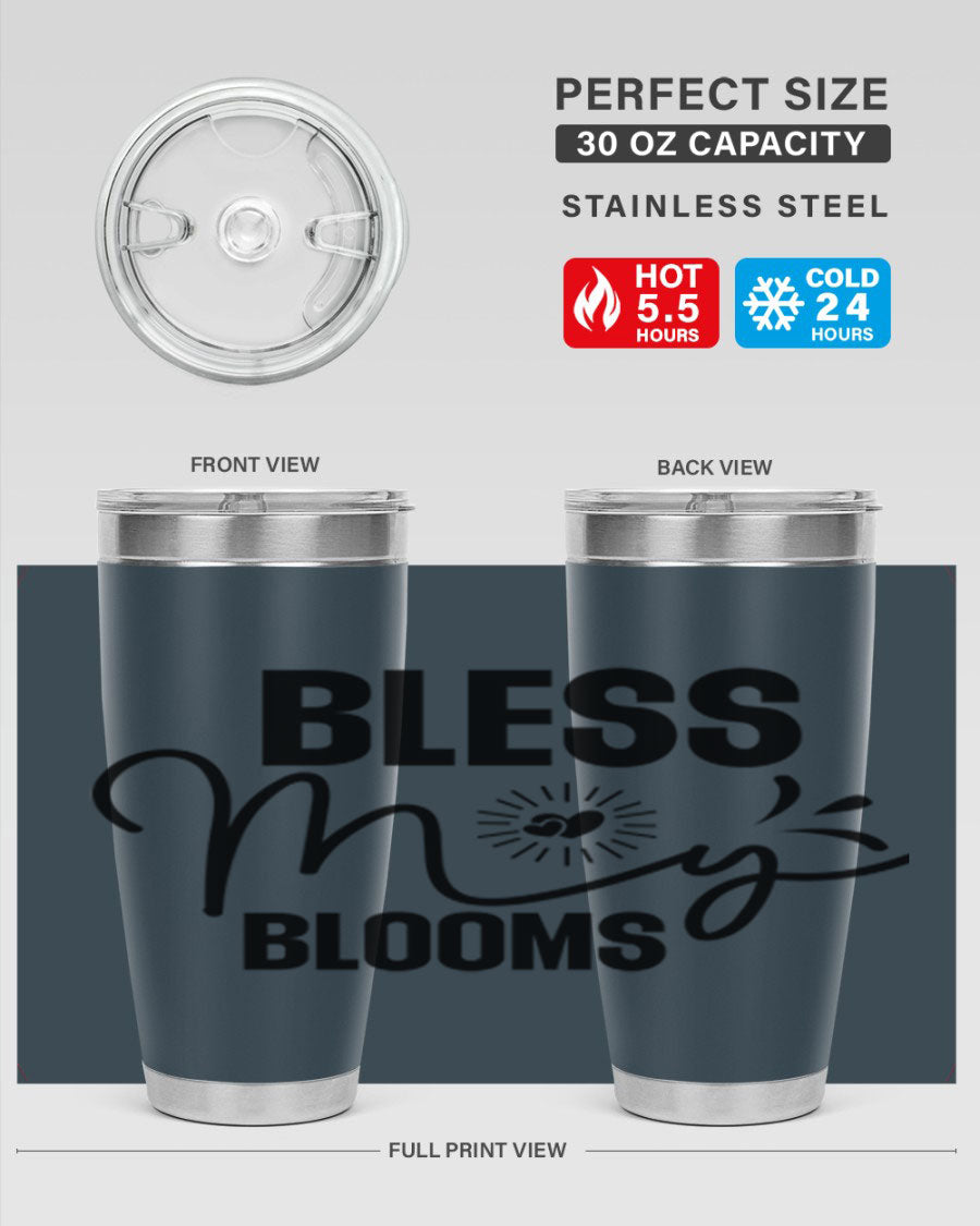 Bless My Blooms 20oz Tumbler featuring double wall vacuum insulation and vibrant floral design.