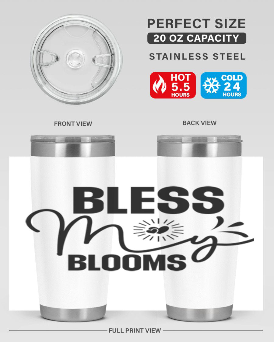 Bless My Blooms 20oz Tumbler featuring double wall vacuum insulation and vibrant floral design.