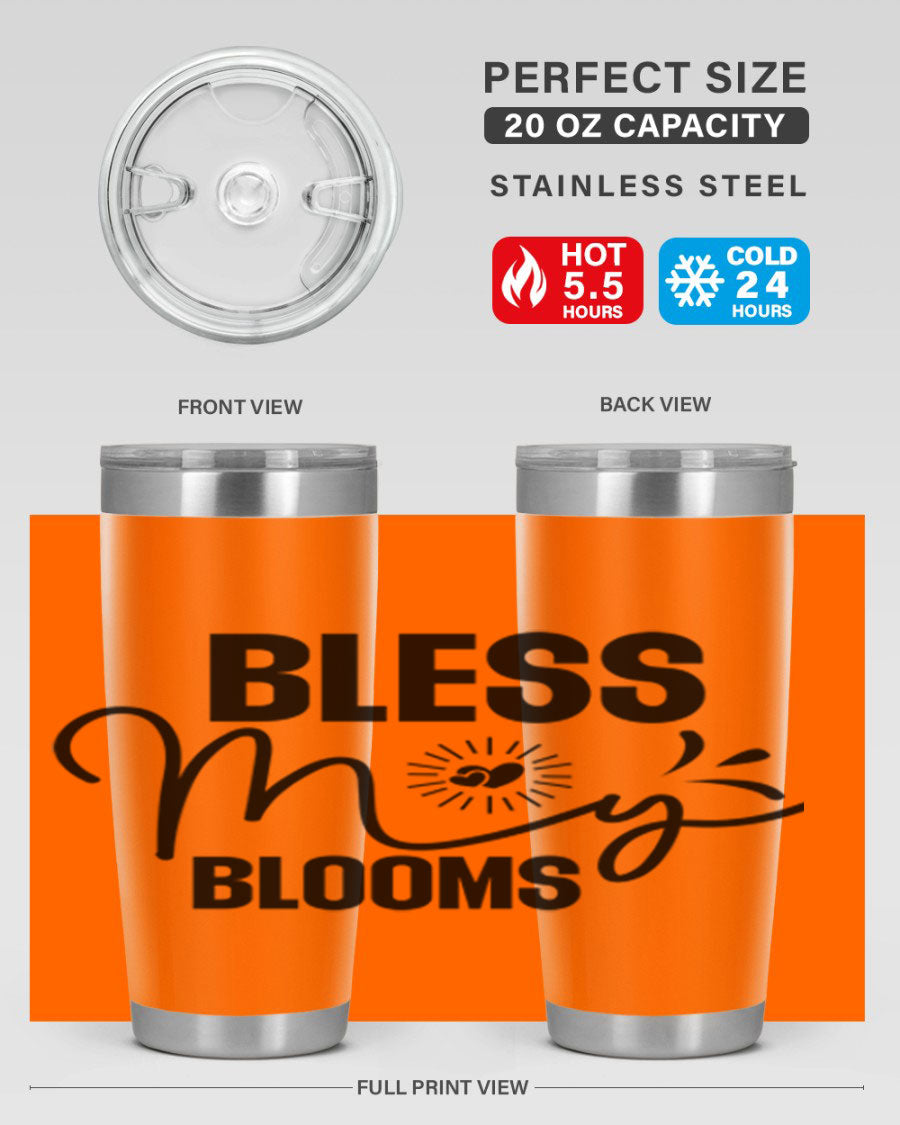 Bless My Blooms 20oz Tumbler featuring double wall vacuum insulation and vibrant floral design.