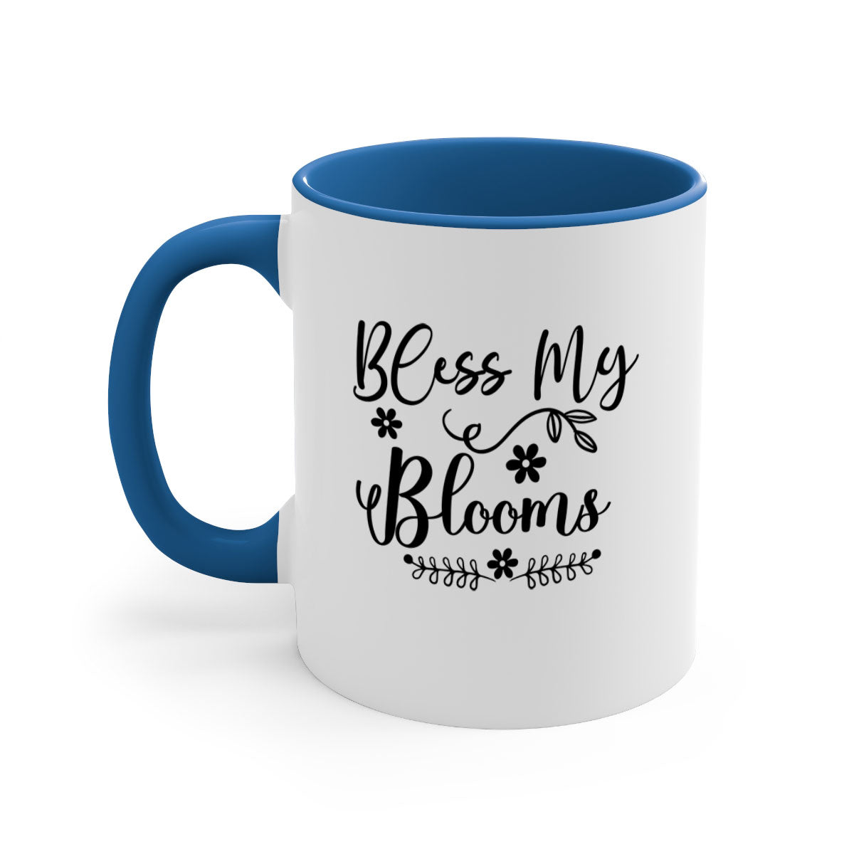 A stylish two-tone Bless My Blooms 45# Mug featuring a colored handle and interior, showcasing its glossy finish and available in multiple colors.