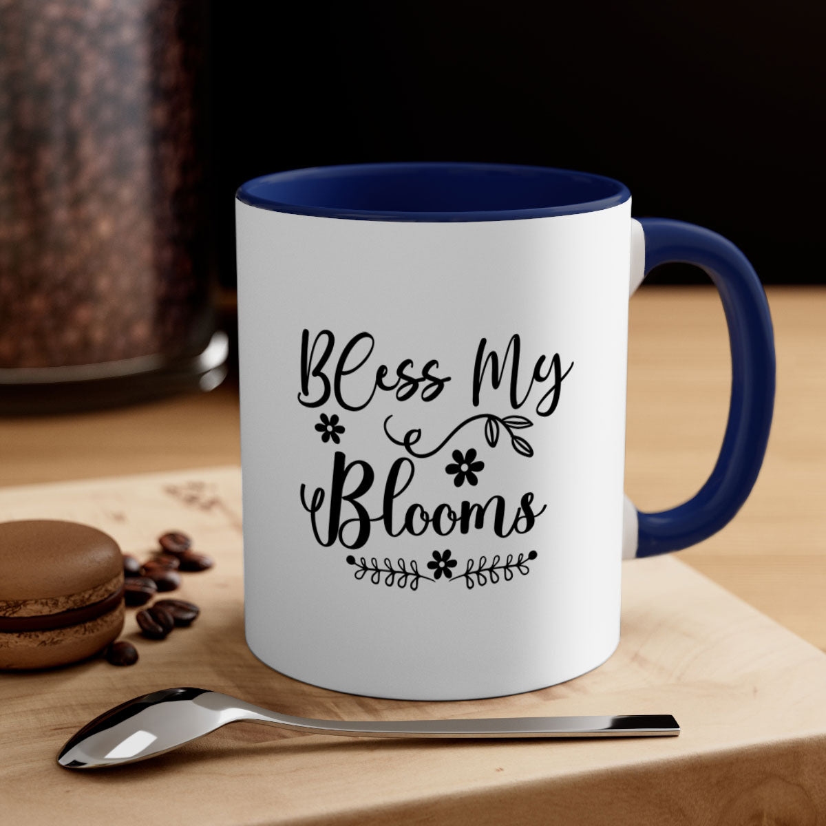 A stylish two-tone Bless My Blooms 45# Mug featuring a colored handle and interior, showcasing its glossy finish and available in multiple colors.