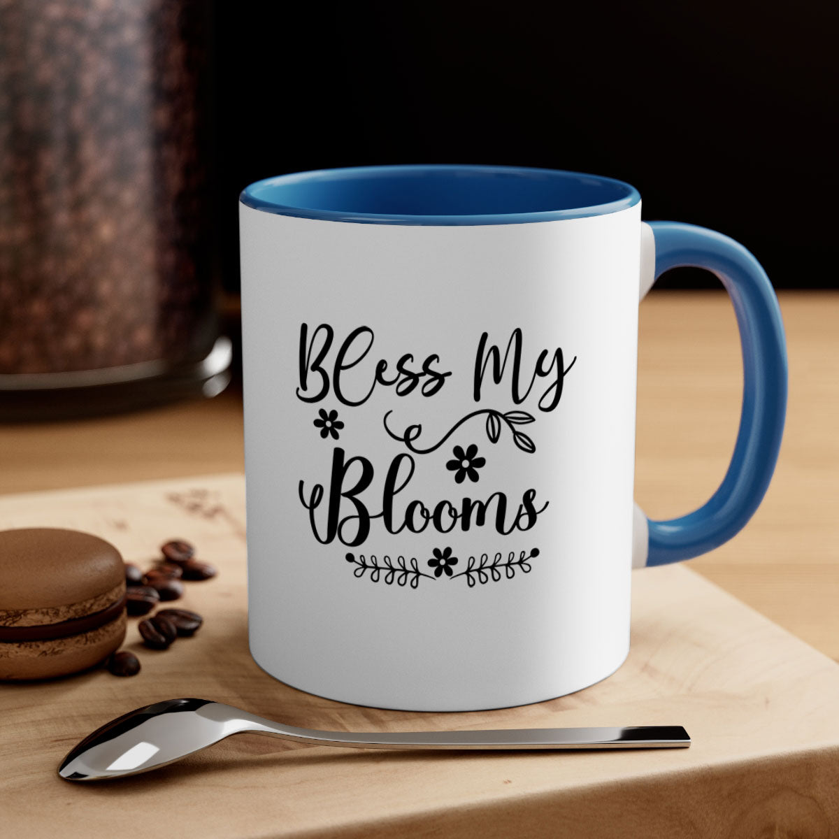 A stylish two-tone Bless My Blooms 45# Mug featuring a colored handle and interior, showcasing its glossy finish and available in multiple colors.