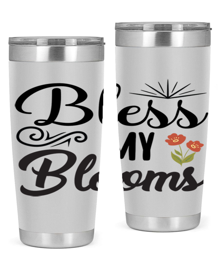 Bless My Blooms 20oz Tumbler featuring double wall vacuum stainless steel with floral design.