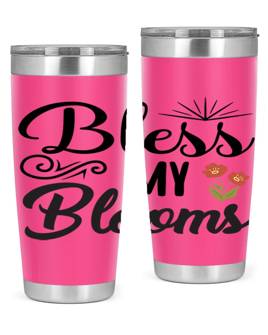 Bless My Blooms 20oz Tumbler featuring double wall vacuum stainless steel with floral design.