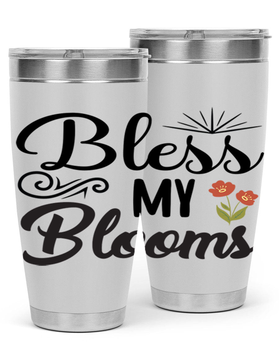 Bless My Blooms 20oz Tumbler featuring double wall vacuum stainless steel with floral design.