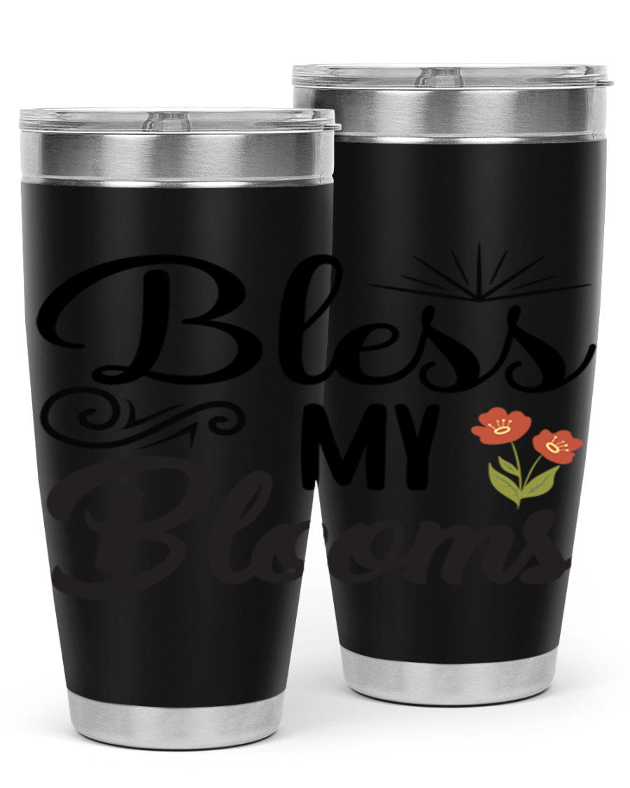 Bless My Blooms 20oz Tumbler featuring double wall vacuum stainless steel with floral design.