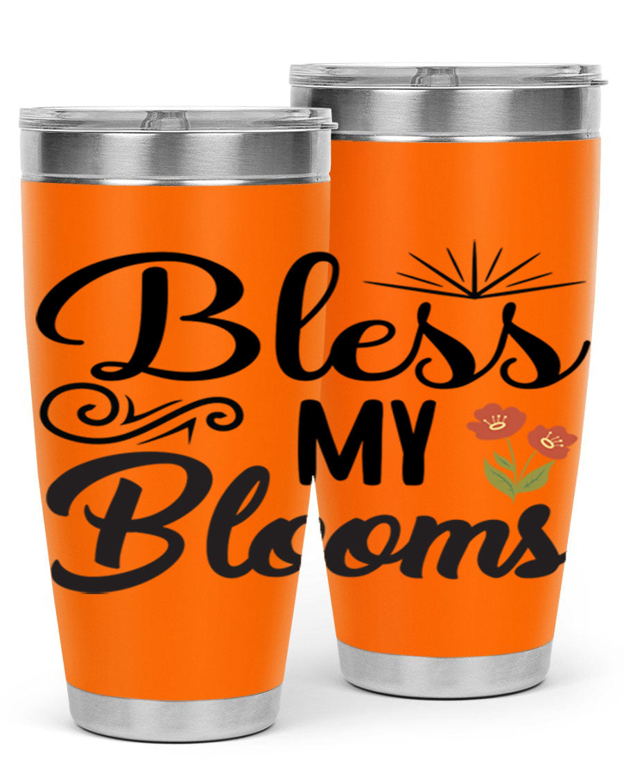 Bless My Blooms 20oz Tumbler featuring double wall vacuum stainless steel with floral design.