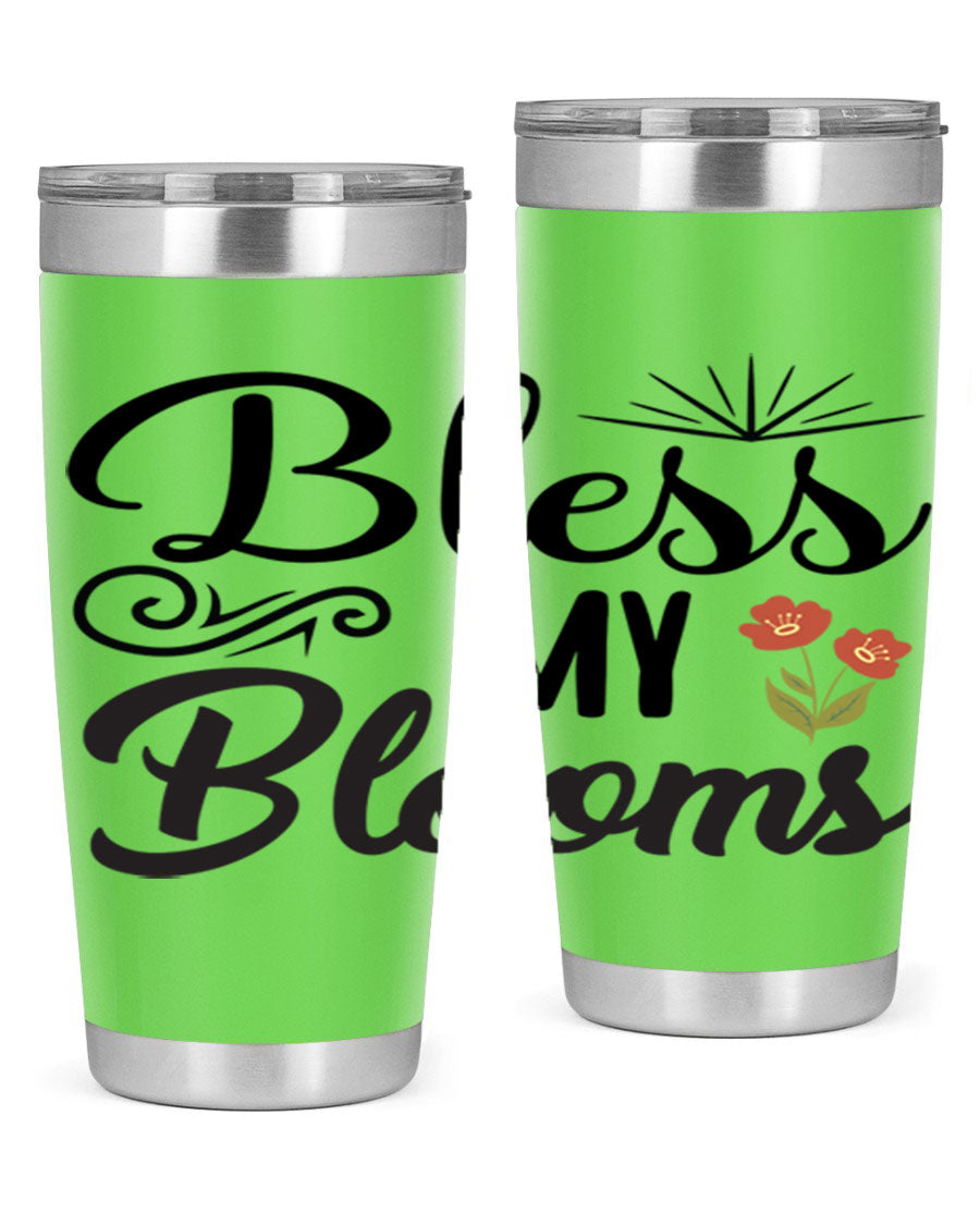 Bless My Blooms 20oz Tumbler featuring double wall vacuum stainless steel with floral design.