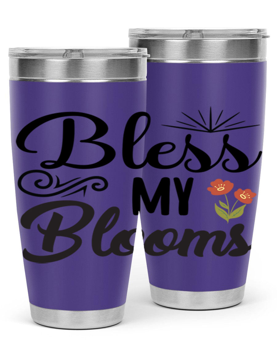 Bless My Blooms 20oz Tumbler featuring double wall vacuum stainless steel with floral design.