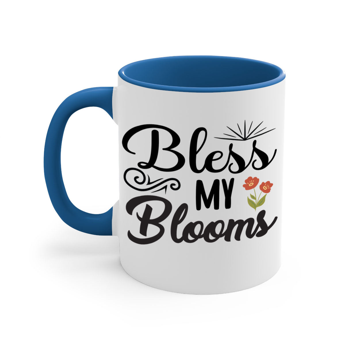 Bless My Blooms 66# Mug featuring a two-tone design with a colored handle and glossy finish, available in multiple colors.