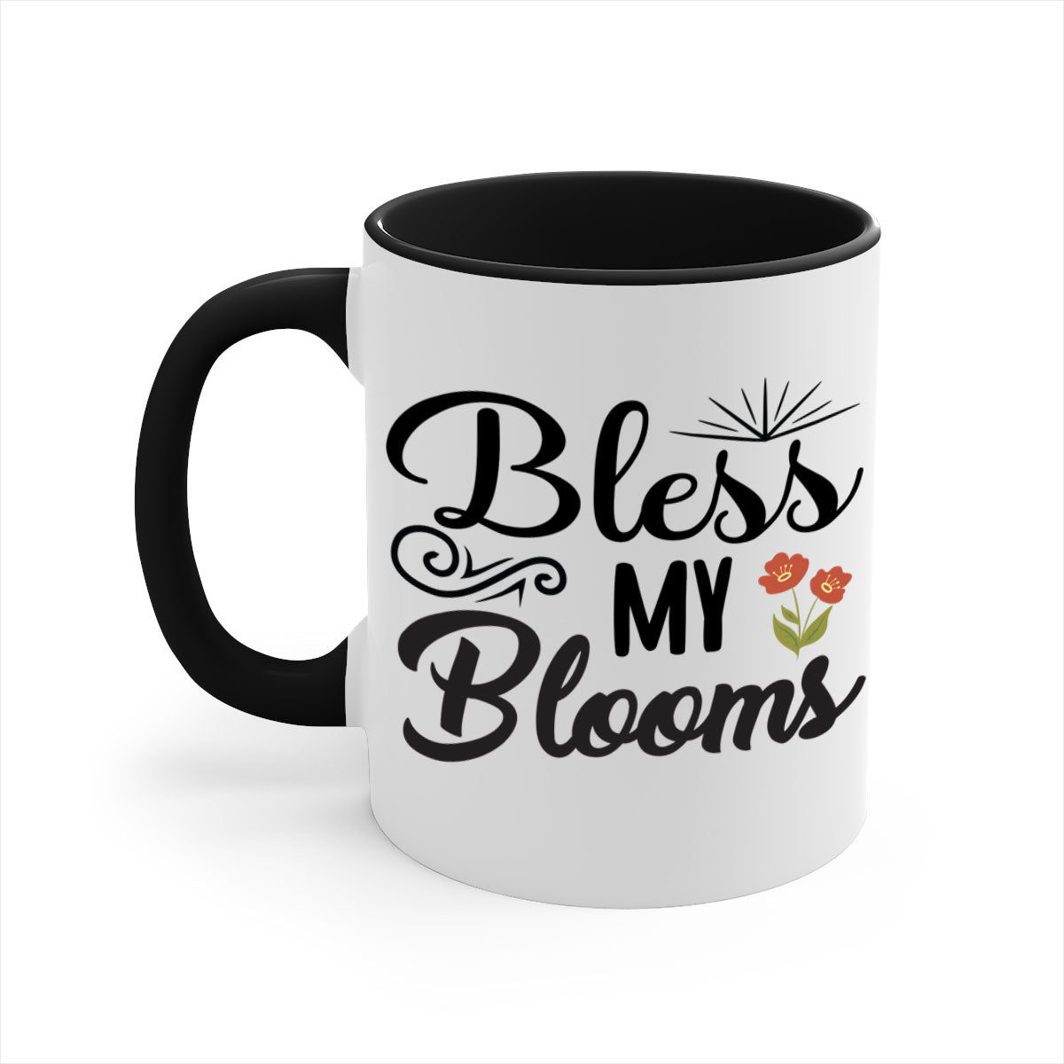 Bless My Blooms 66# Mug featuring a two-tone design with a colored handle and glossy finish, available in multiple colors.