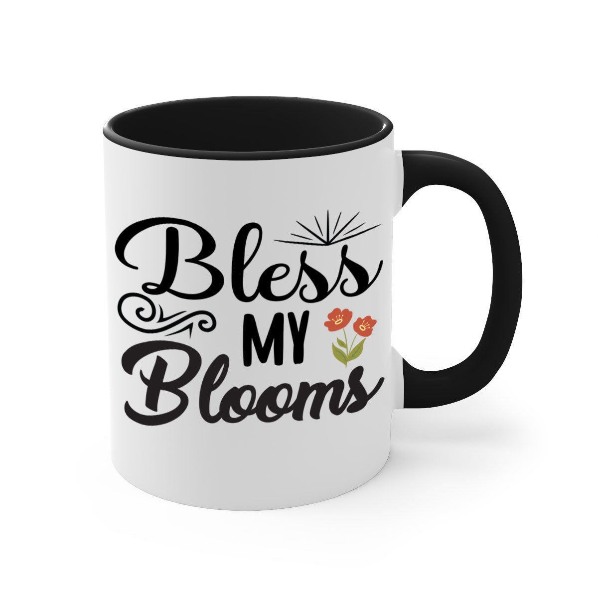 Bless My Blooms 66# Mug featuring a two-tone design with a colored handle and glossy finish, available in multiple colors.