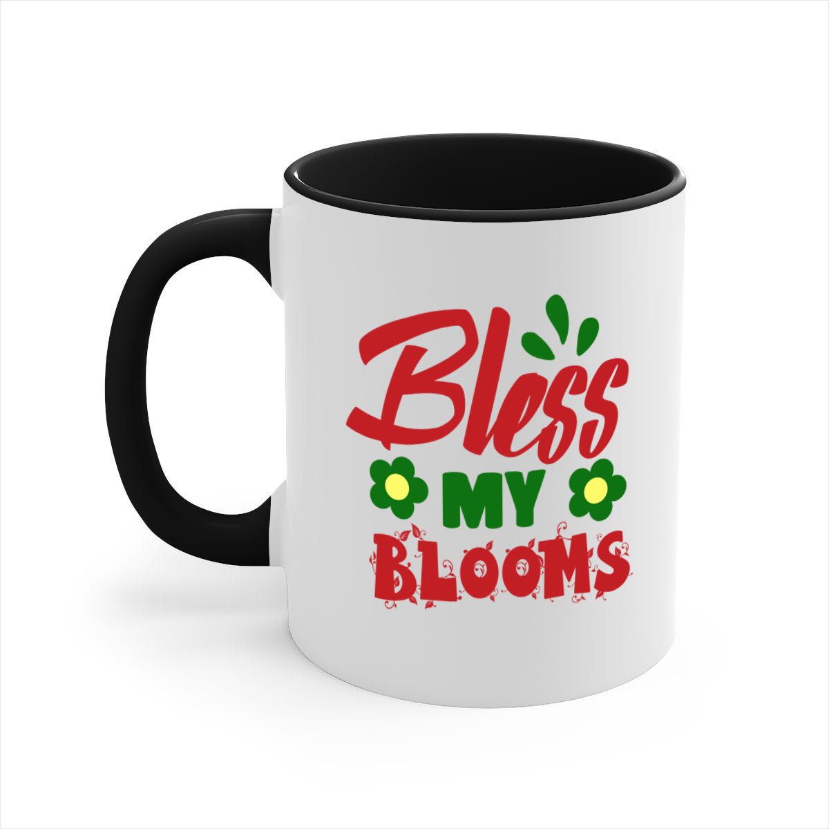 Bless My Blooms 61# Mug featuring a two-tone design with a colored handle and glossy finish, available in multiple colors.