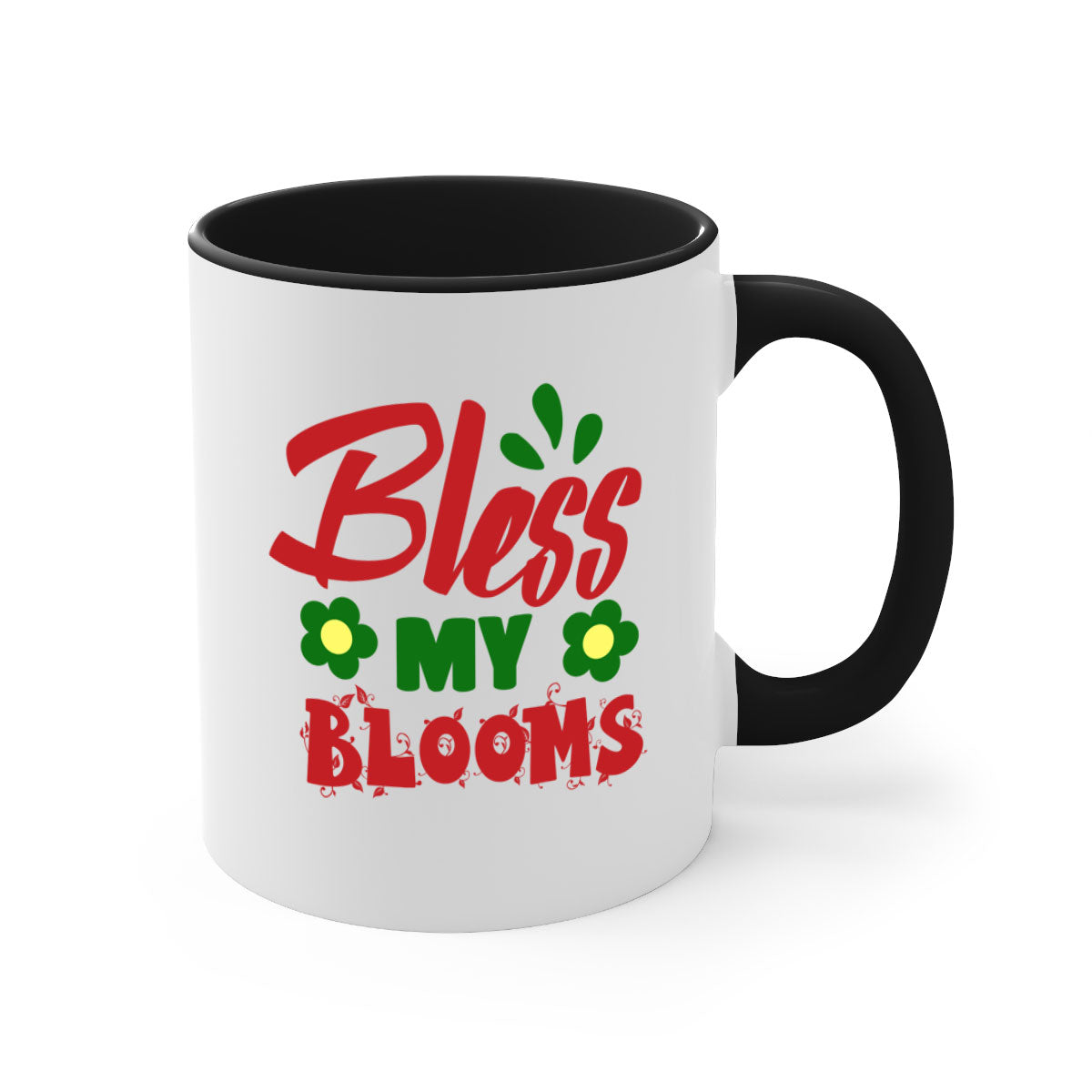 Bless My Blooms 61# Mug featuring a two-tone design with a colored handle and glossy finish, available in multiple colors.