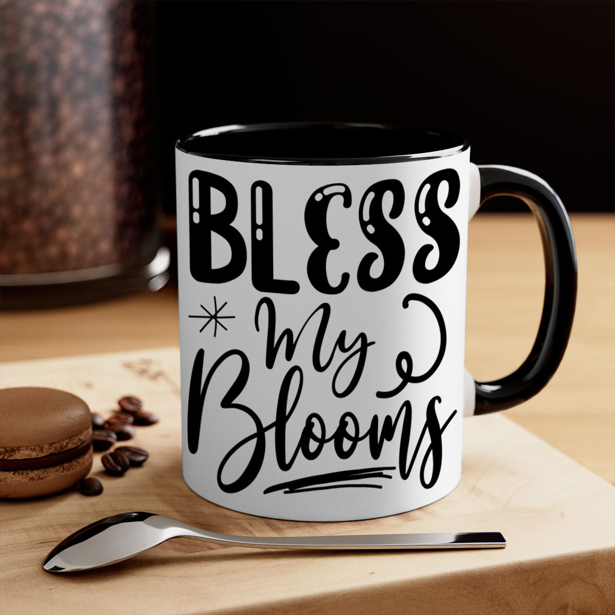 Bless My Blooms 63# Mug featuring a glossy finish, colored handle, and interior, available in multiple colors.