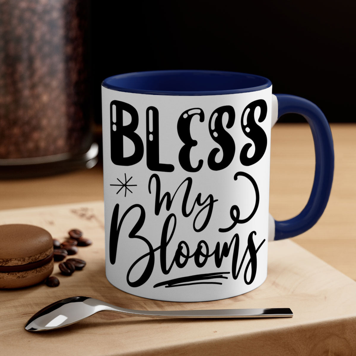 Bless My Blooms 63# Mug featuring a glossy finish, colored handle, and interior, available in multiple colors.