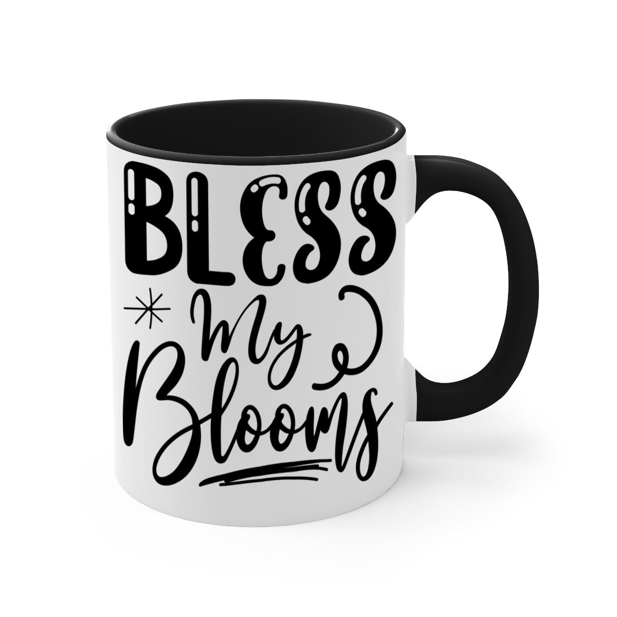 Bless My Blooms 63# Mug featuring a glossy finish, colored handle, and interior, available in multiple colors.