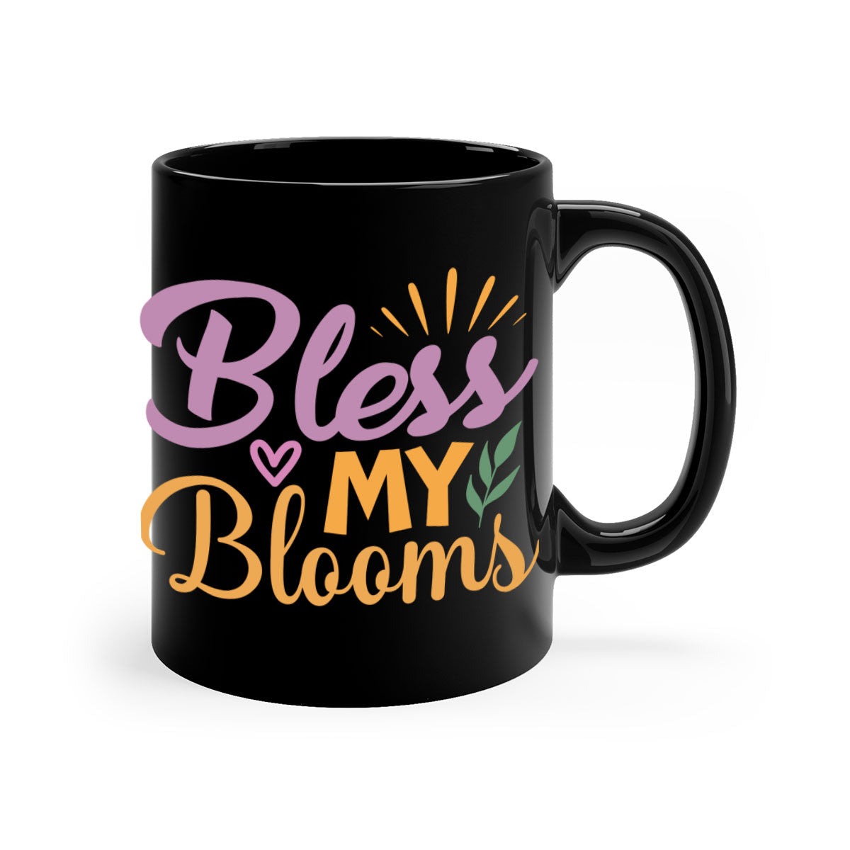 Bless My Blooms 65# Mug featuring a glossy finish, colored handle, and interior, available in five vibrant colors.