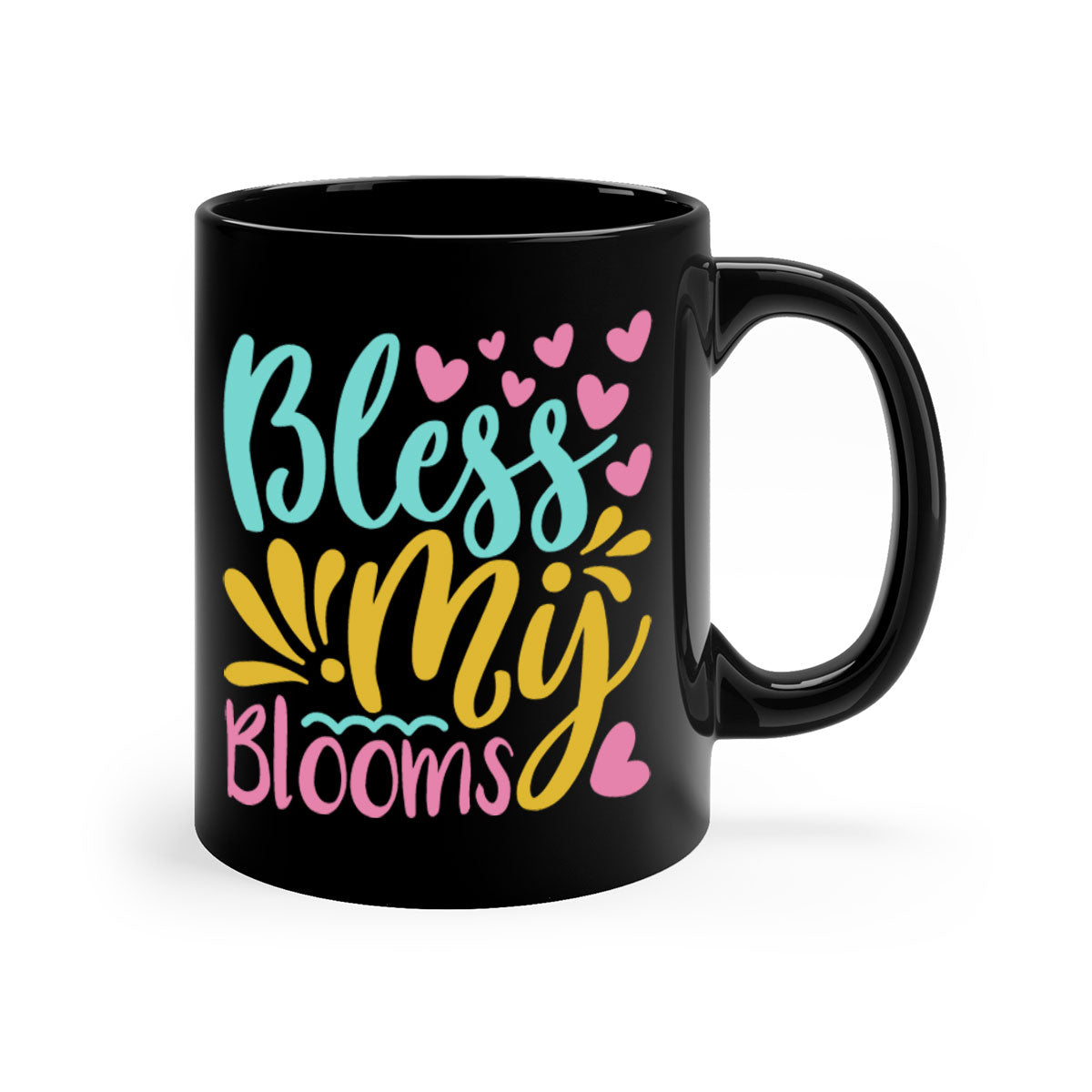 Bless my blooms Style 69# Summer Mug with a glossy finish, featuring a colored handle and interior, available in multiple colors.