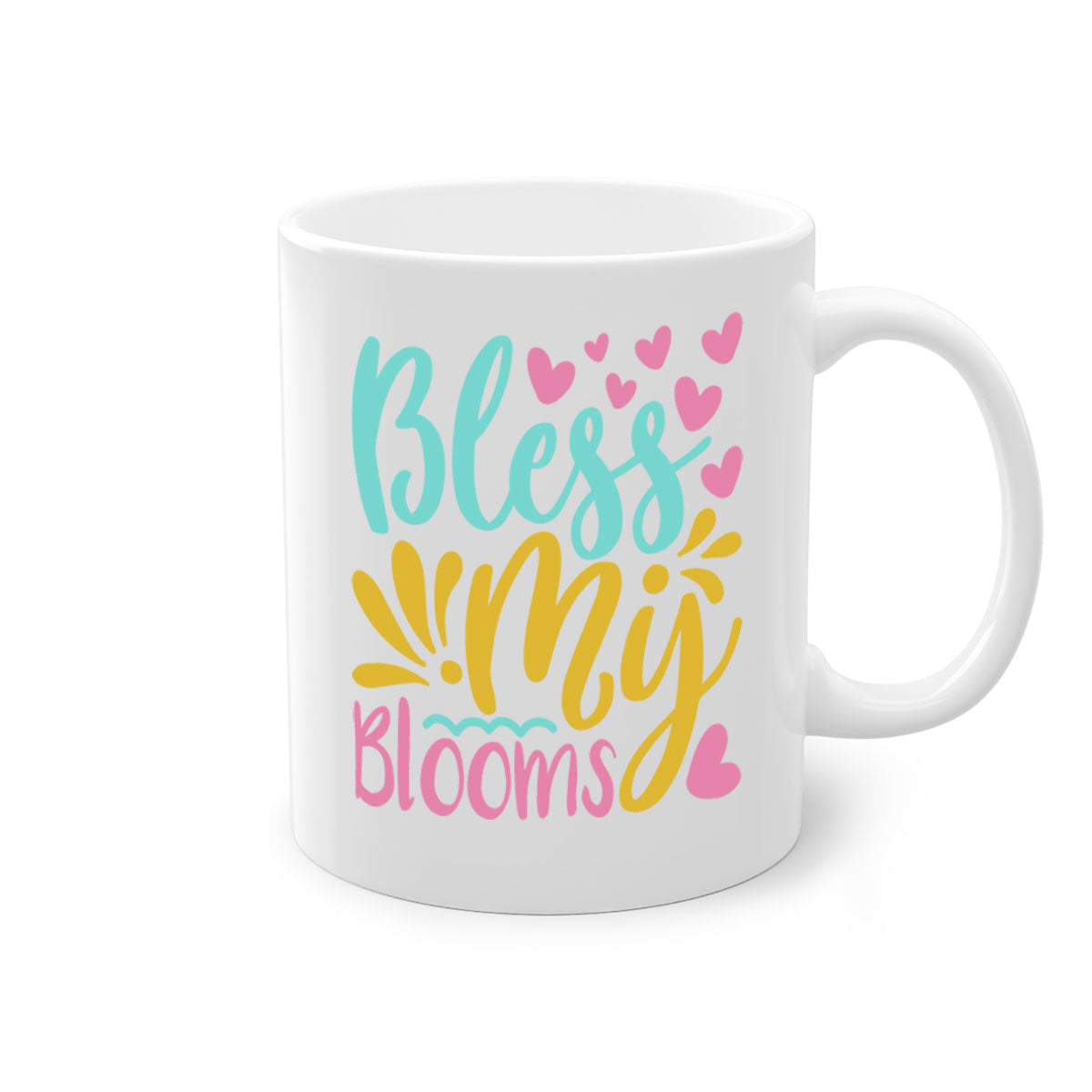 Bless my blooms Style 69# Summer Mug with a glossy finish, featuring a colored handle and interior, available in multiple colors.